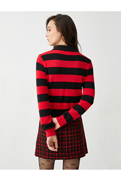 Koton Weich strukturierter Strickpullover mit Polokragen