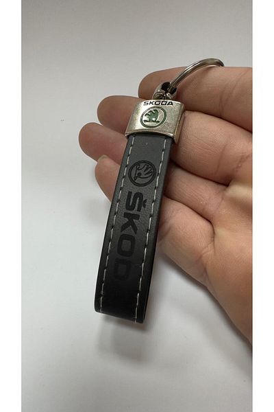 imza direksiyon kılıfı Skoda Black Thermo Leather Embossed Logo Keychain