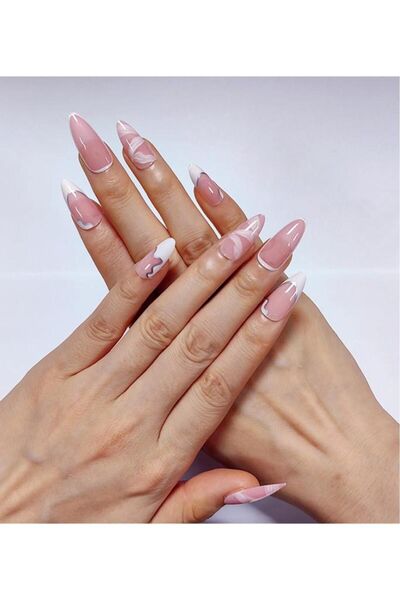 ruby face Orta Uzun Sivri Badem Kendinden Yapışkanlı 24'lu Takma Tırnak Seti