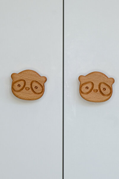 Üreet Panda Pattern (2 Pcs) Baby Kids Room Wooden Furniture Cabinet Drawer Ha...