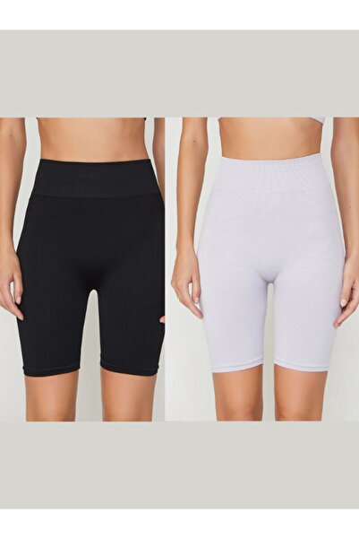 Melike Export طقم لباس ضيق قصير من القطن مكون من قطعتين باللونين الأسود والأب...