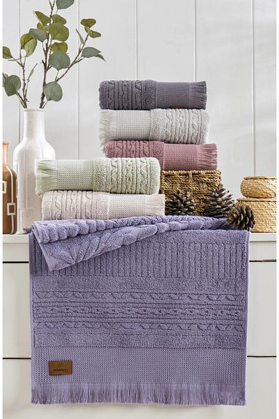A.Z.H. Avangard Series - 50x90 Cm. Jacquard DowrY Curl Textured Hand and Face TowEl (Set of 6)
