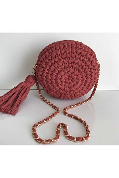 KRİSTAL ÖRGÜM Makaron Model El Örgüsü Çanta