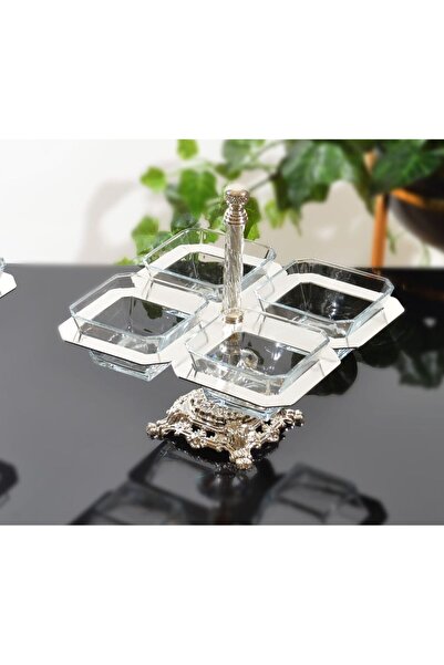 MaviDamla 4 BÖLMELİ KARE AYAKLI ÇEREZLİK GÜMÜŞ