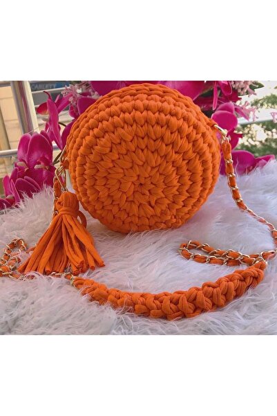 KRİSTAL ÖRGÜM Makaron Model El Örgüsü Çanta