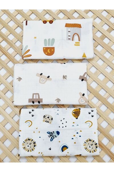 Yada Baby مجموعة من 3 بطانية موسلين قطن 100% - معتمدة من Oeko-teks، 80x90 سم