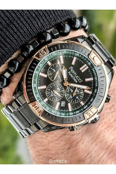Ferrucci Functions Active Black Men's Wristwatch + Bracelet Gift