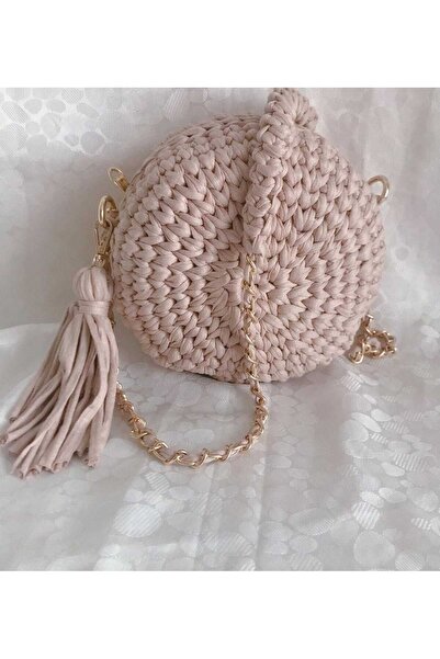 KRİSTAL ÖRGÜM Makaron Model El Örgüsü Çanta