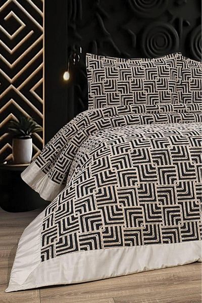 Çeyiz Diyarı Anastasia 4 Piece Black Cappucino Bedspread - 240x260