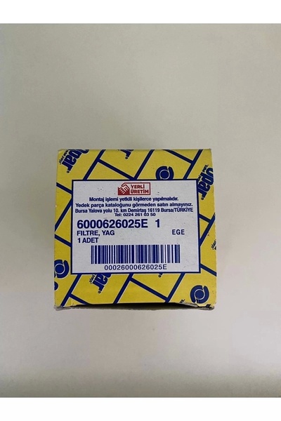 Genel Markalar 1.3 EURO 6 EGEA, DOBLO, FİORİNO YAĞ FİLTRESİ - OEM NO: 6000626025e