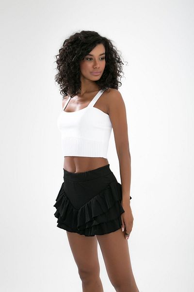 MuuBs Fusta HELLO Mini Trend cu pantaloni scurți - Volane cu etaje și volane