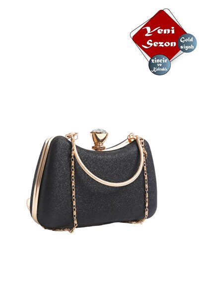 GUİZA Geantă pentru rochie de seară Simli cu pietre aplicate Gold cu mâneci ș...