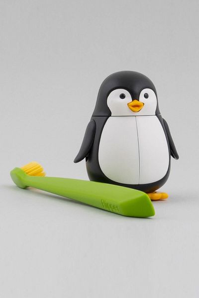 Flipper Hygienic Fun Animal Storage Container and Children's Toothbrush Set - Penguin Figured