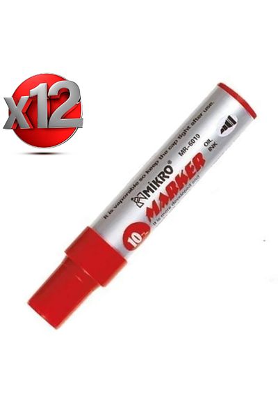 Mikro 6010 Marker Jumbo Permanent Pen 10 Mm Red (12 Pieces Box)