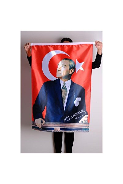ZC Bayrak Atatürk Baskılı Türk Bayrağı Raşel Kumaş Dijital Baskı-özel Sert Plastik Kutu Ile Gelir-.