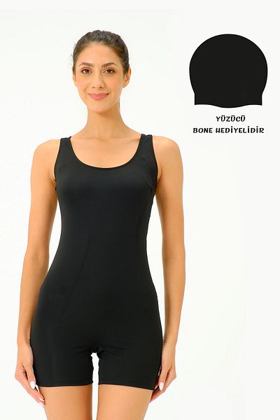 vawensea Women's Solid Color Swimwear Black (with Breast Pad)