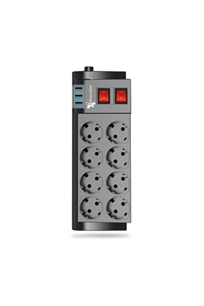 newdaki Termal Akım Korumalı 8 Prizli 3 USB li Çocuk Koruma Anahtarlı 16A  40...