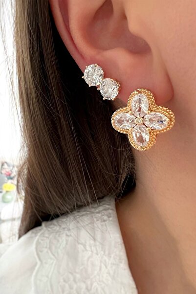 ToffyStore Vıp Taşlı Top Küpe