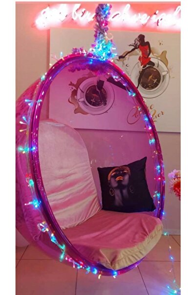 bahcesalincagidunyasi Modern Tavana Zincir Askılı Mor Renk Pleksi Salıncak