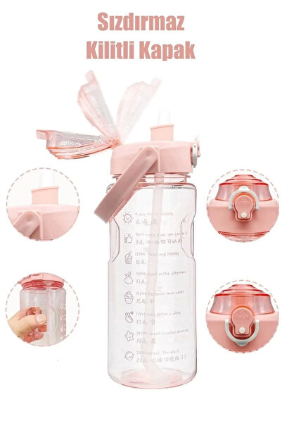 Ercazzo 3'lü Şeffaf Su Matarası Su Şişesi Taşınabilir Matara Suluk Seti