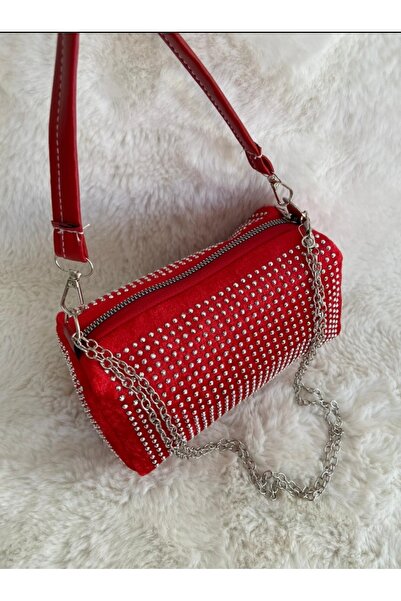 Merdiven6 Evening Bag - Red Rhinestone Design