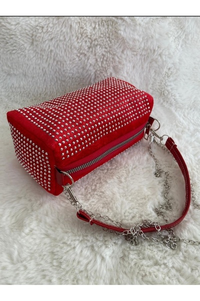 Merdiven6 Вечерна чанта - дизайн с червени камъни