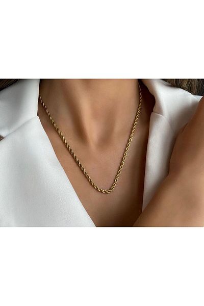 Liva Accessories 40-6CmTwist Chain Necklace - Gold Craftsmanship, Non Tarnish, Anti-allergic and Very High Quality