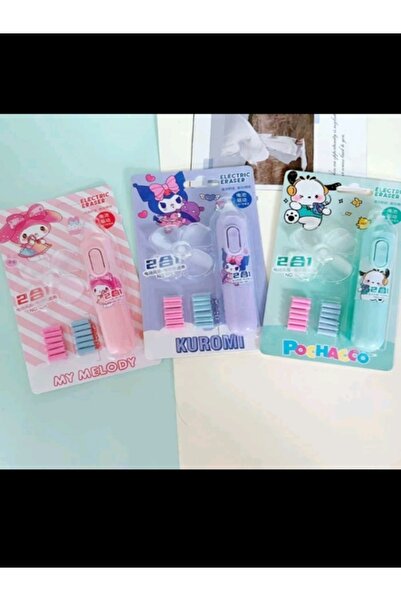 Shisa For Kids Mavi Sanrio 2 in 1 elektrikli fan silgi otomatik Mymelody Kuromi pachacco fan ile taşınabilir