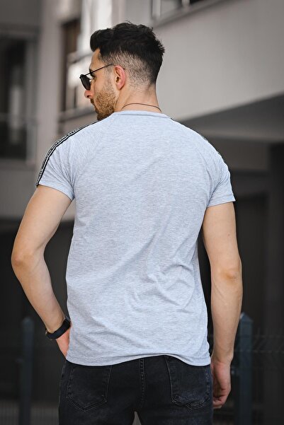 Oksit Ανδρικό μπλουζάκι Lycra με σκουρόχρωμο εμπριμέ ριγέ ώμου