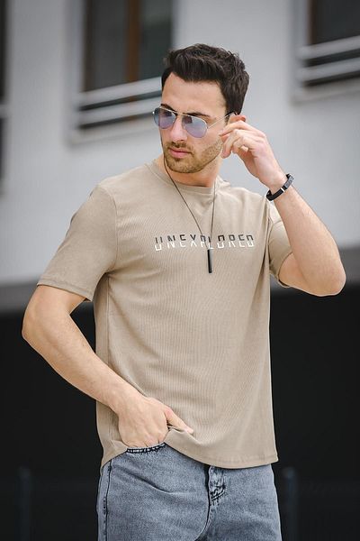 Oksit Ανεξερεύνητο εμπριμέ ανδρικό μπλουζάκι Comfort Fit Crew Neck Lycra
