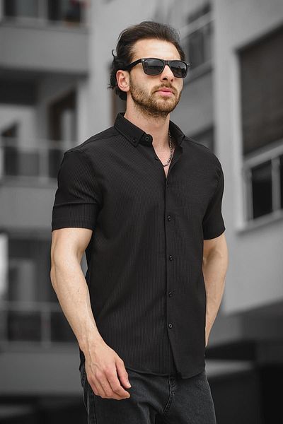 Oksit Ανδρικό κοντομάνικο πουκάμισο Trc 2808 Autoban Fabric Slim Lycra