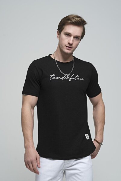 Oksit Men's T-Shirt - Trend Future, Embroidered, Oval Skirt, Slim Fit