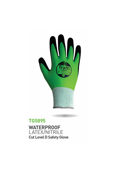 Traffi Gloves Tg5895 Su Geçirmez Lateks/nitril Kesim Seviyesi D Iş Eldiveni