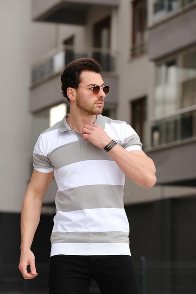Oksit Ανδρικό πλεκτό μπλουζάκι Ht340016 Διπλό Χρώμα Polo Neck