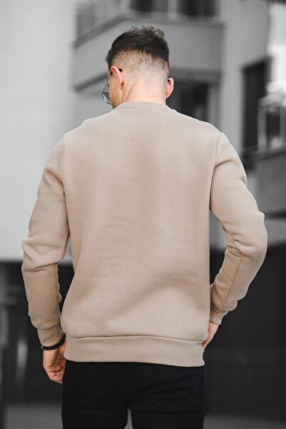 Oksit Trc 2173 Three Thread Raised Skull Printed Men's Sweatshirt with Pocket Detail