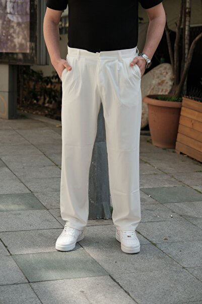 RAMFASHİON Baggy Beyaz Pantolon