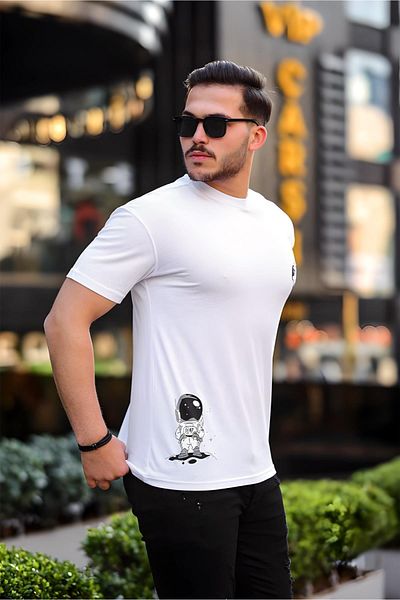 Oksit Tricou pentru bărbați Trc 2778 - Astro Printed Crew Deck