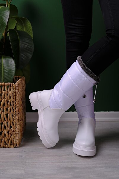 Oksit Μακριές γυναικείες μπότες χιονιού με λεπτομέρεια από φλις και γούνα