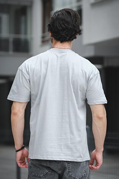 Oksit Trc 2758 Collar Printed Cotton Crew Neck Oversize Men's T-Shirt