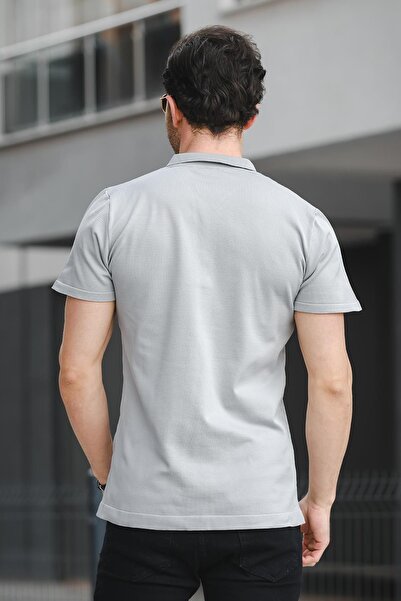 Oksit Ht340015 Polo Collar Patterned Slim Fit Short Sleeve Knitwear Men's Shirt