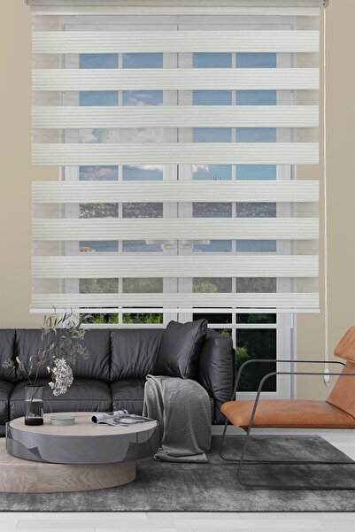 Rengin Home Açık Krem Piliseli Zebra Stor Perde