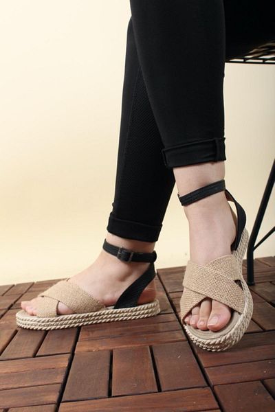 Oksit Florin 565 Straw Thick Sole Women's Sandals