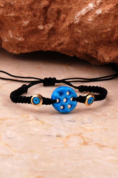 Sümer Telkari Süryani Nazar Boncuğu Siyah Makrome Bileklik 4641