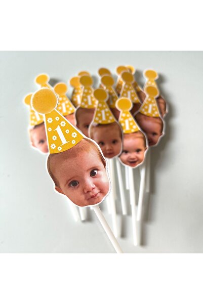 Partimugi Papatya Doğum Günü Fotoğraflı Cupcake Pasta Süsü (10 ADET) Doğum Gü...