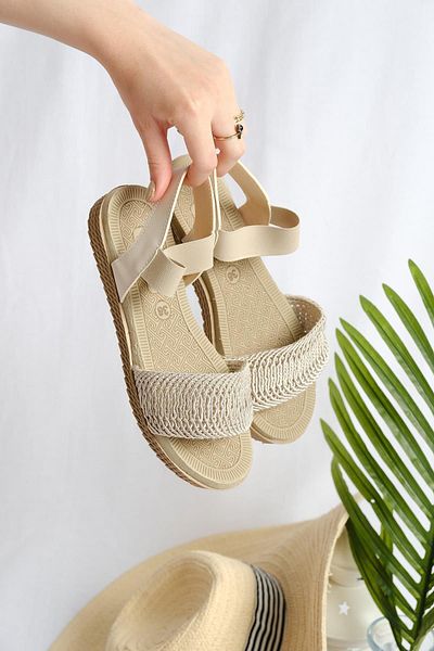 Oksit Sandale de damă cu aspect de paie Anetta Lace