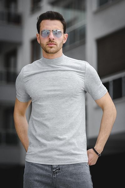 Oksit Ανδρικό μπλουζάκι Ernest Slim Fit Lycra Body Half Throat