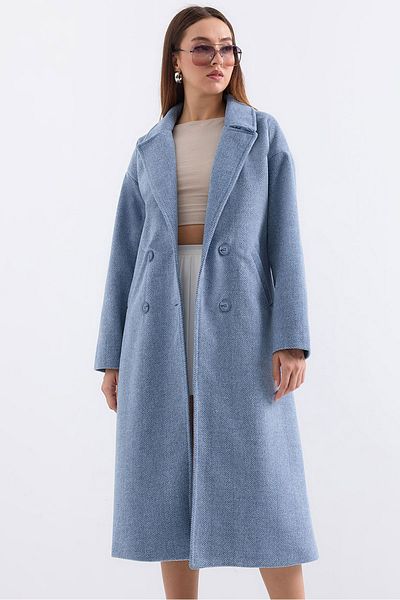 Bigdart 9113 Oversize modrý vlněný kabát s dlouhým razítkem