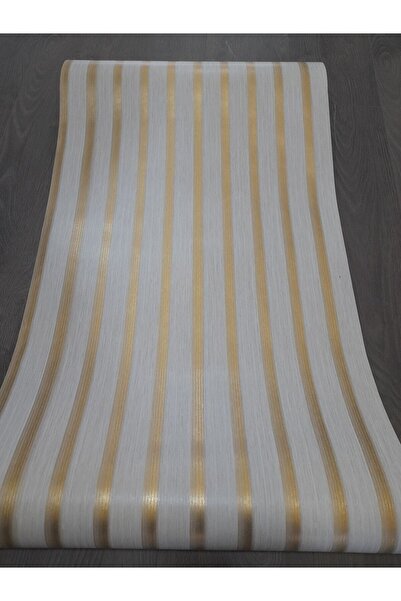 Oskar Hareli Beyaz Ahşap Üzerine Altın Varak Efektli Duvar Paneli Görünümlü Duvar Kağıdı 5m2