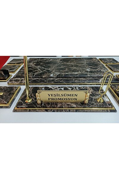 Yeşilsümen Mermer Kahve Ve Gold Lüx Tasarım Sümen Ve Makam Takımı