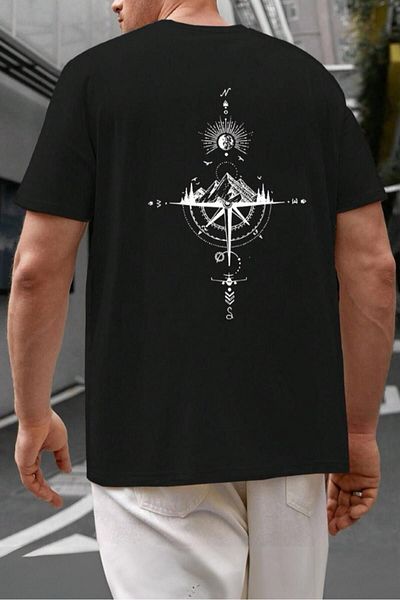 Oksit Ανδρικό T-shirt Compass 02 Back Printed Crew Neck